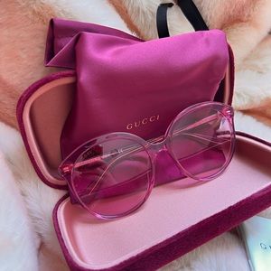 Gucci Pink Round Sunglasses NEW WITH BOX